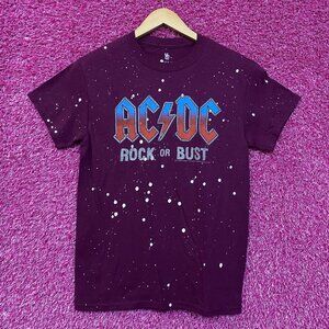 AcDc Rock Or Bust Splatter Dye Music Tshirt size Extra Small